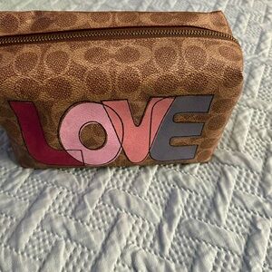 Coach Brown Cosmetic Pouch with Love Design